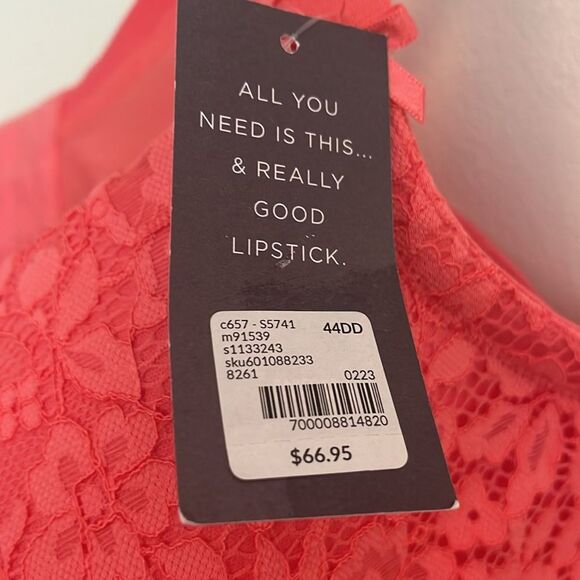NWT Cacique Lightly Lined Balconette Salmon Pink Lace Underwire Bra 44DD - Picture 5 of 8
